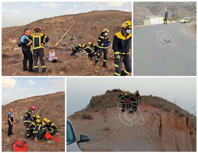Collage de fotos del rescate y traslado del accidentado/TA.